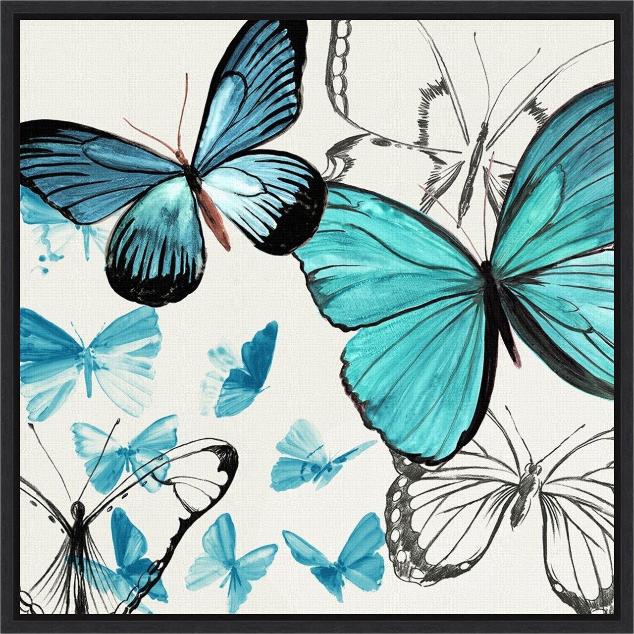 Monarch Butterflies by Aimee Wilson 16-in. W x 16-in. H. Canvas Wall Art Print Framed in Black